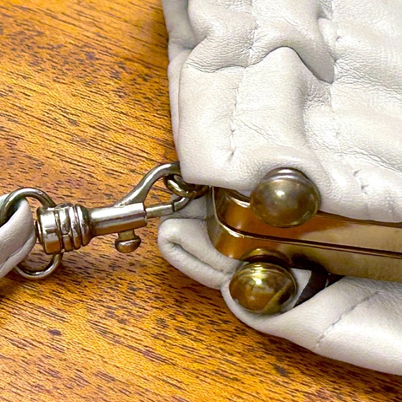 Vintage! FS Originals Cream Leather Large Coin Top Clasp Bag w Hinge Top Closure - Picture 4 of 6